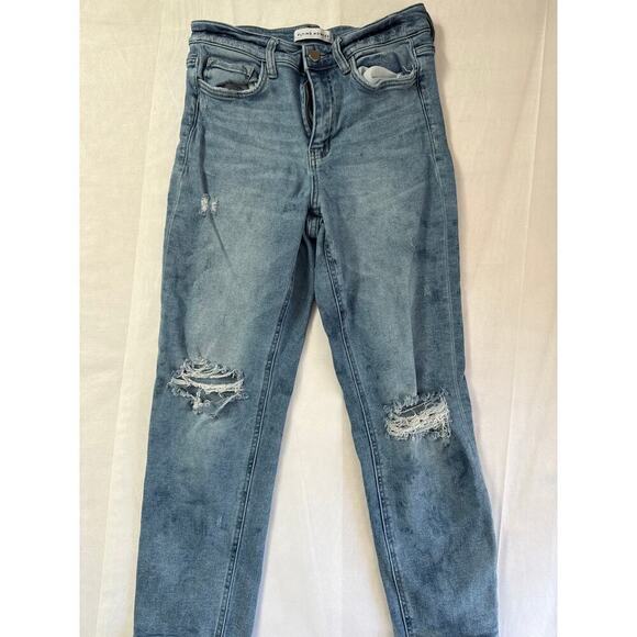 Flying Monkey Denim - Flying Monkey Light Wash Distressed High-Rise Jeans